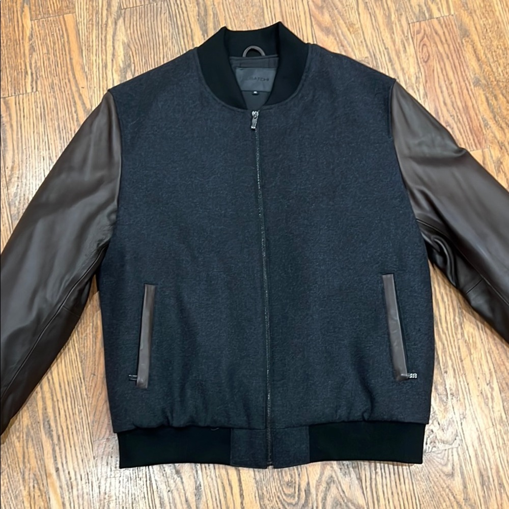 Men's Black and Brown Bomber Jacket